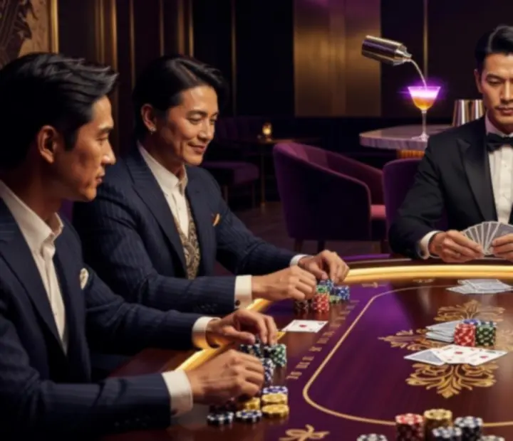 Wieczór prywatny Poker Night Deluxe z ekskluzywnym stołem pokerowym i barmanem flair